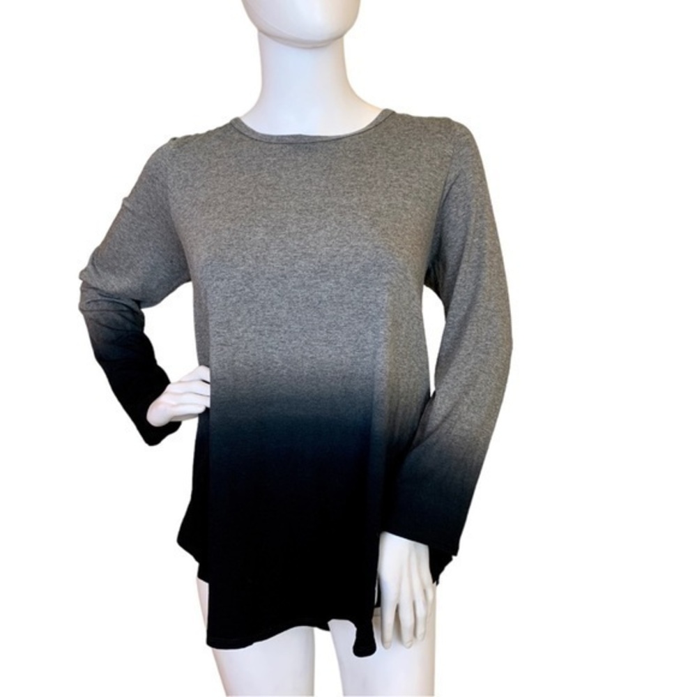 KAREN by Karen Kane Ombré Top Gray and Black Size Large